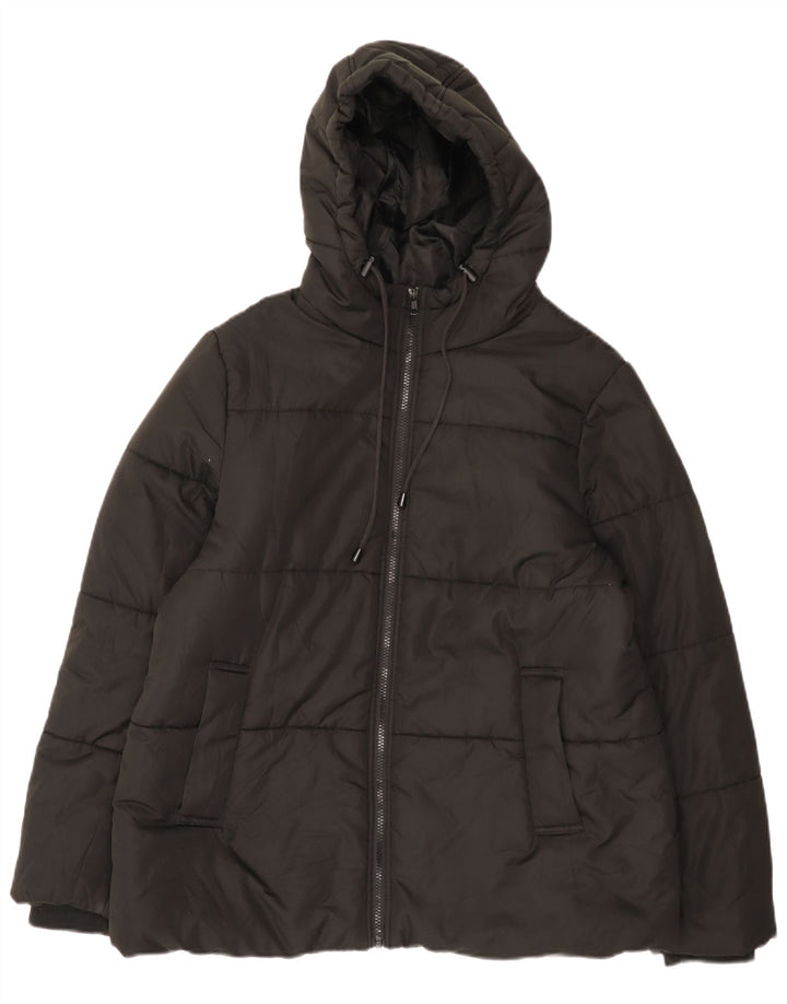 John Lewis Chaqueta acolchada con capucha para mujer UK 46 Grande Poliéster negro