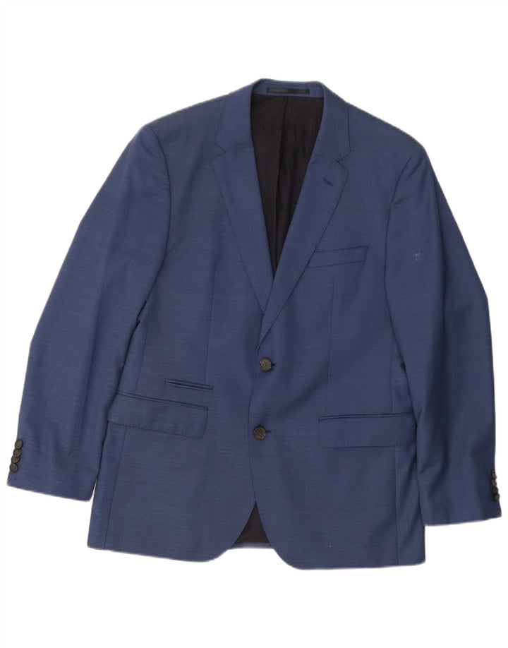 HUGO BOSS Mens 2 Button Blazer Jacket EU 50 Large Blue Wool