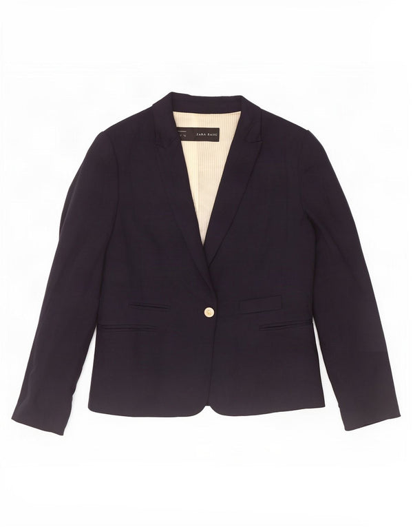 Blazer pentru femei Zara cu 1 nasture UK 18 XL Bleumarin Viscoză