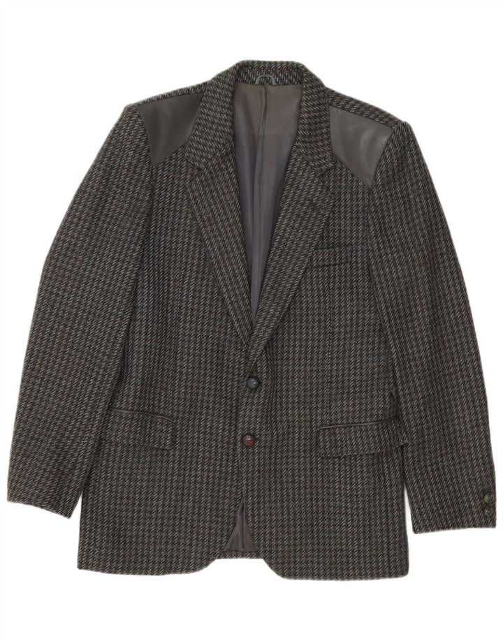 Vintage hombres 2 botones Blazer chaqueta IT 46 pequeño gris Houndstooth