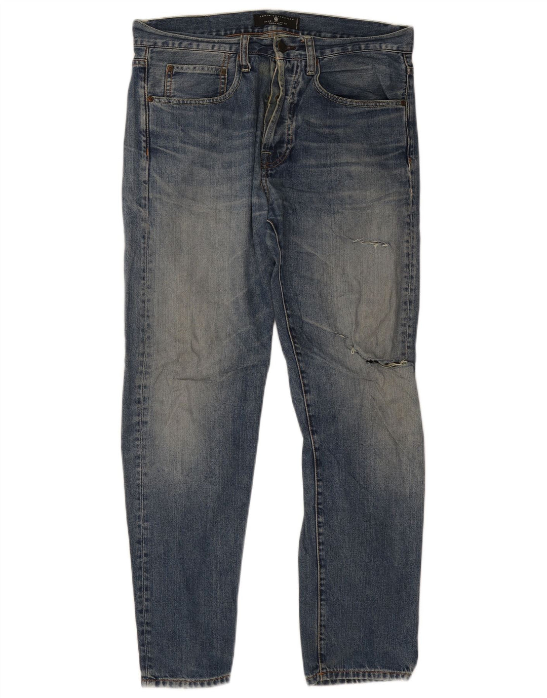 Zara Mens Distressed Slim Jeans EU 42 Large W32 L30 Blue