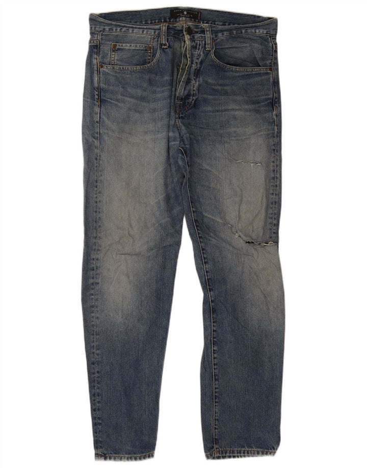 Zara Mens Distressed Slim Jeans EU 42 Large W32 L30 Blue