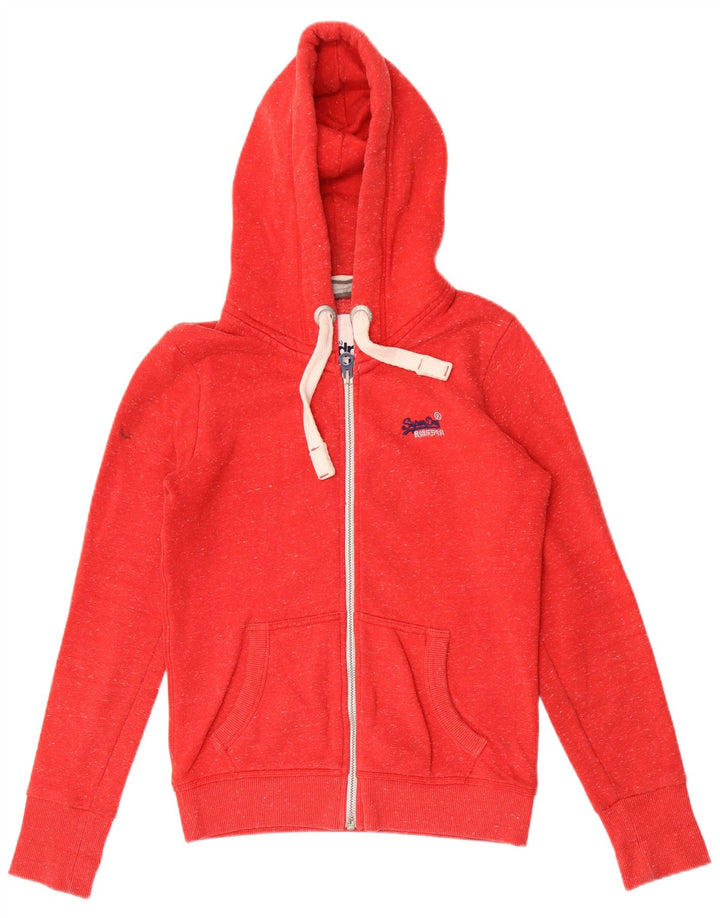 SUPERDRY Mens Zip Hoodie Sweater Small Red Flecked Polyester