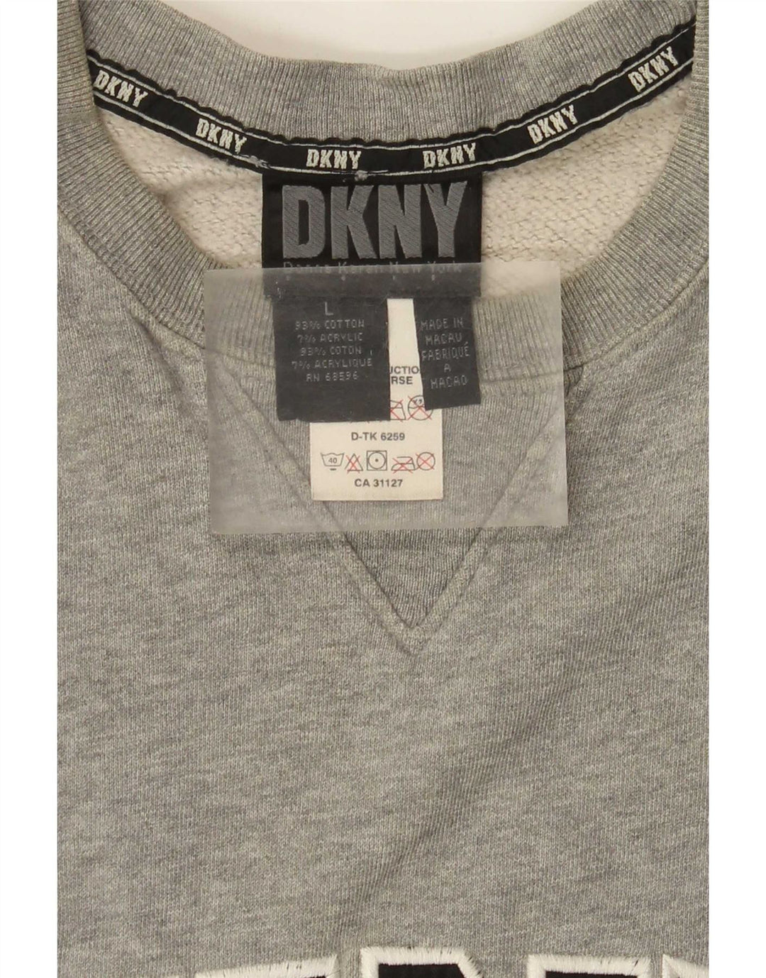 Dkny Mens Graphic Sweatshirt Jumper Large Grey Cotton