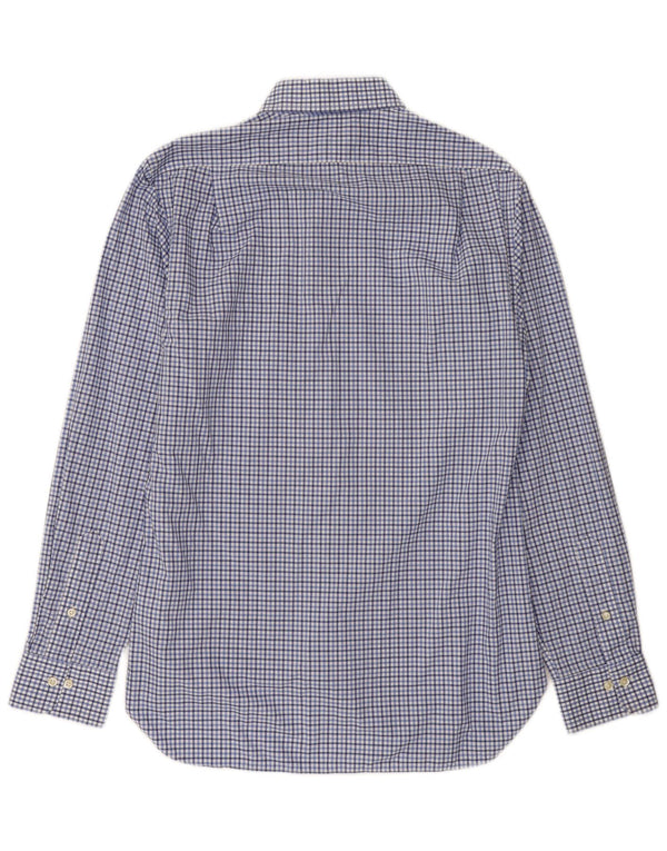 Polo Ralph Lauren Mens Slim Fit Shirt Size 16 Large Blue Check Cotton