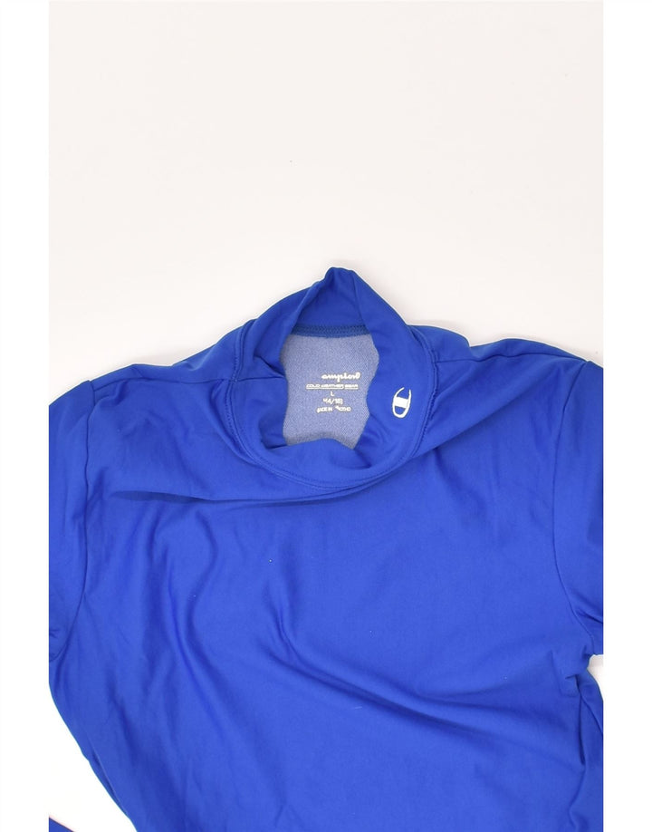 CHAMPION Boys Top Long Sleeve 14-15 Years Large Blue Nylon | Vintage Champion | Thrift | Second-Hand Champion | Used Clothing | Messina Hembry 