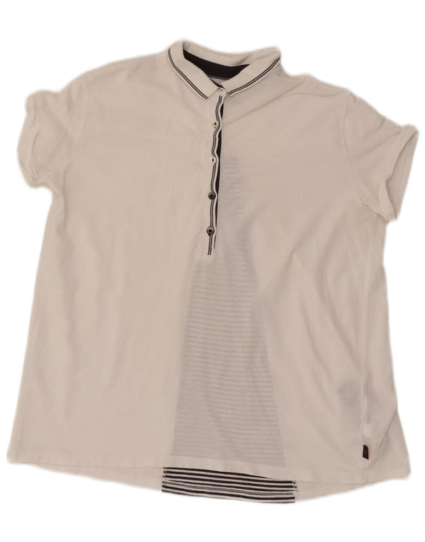 Kappa Polo surdimensionné pour femme UK 10 Petit coton rayé blanc