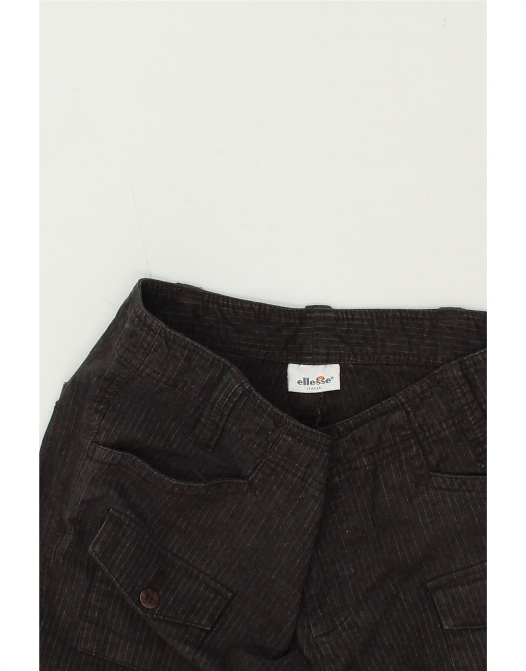 ELLESSE Womens Straight Cargo Trousers IT 44 Medium W32 L30 Grey Striped Vintage Ellesse and Second-Hand Ellesse from Messina Hembry 