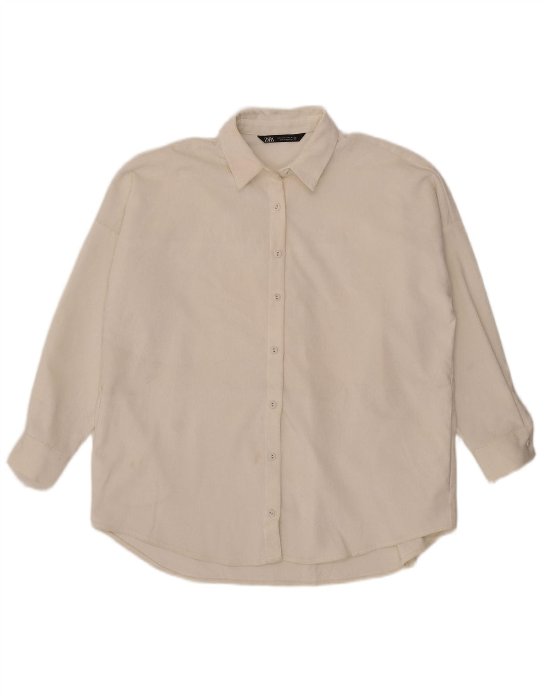 Zara Womens Oversized Corduroy Shirt UK 10 Small White Polyester