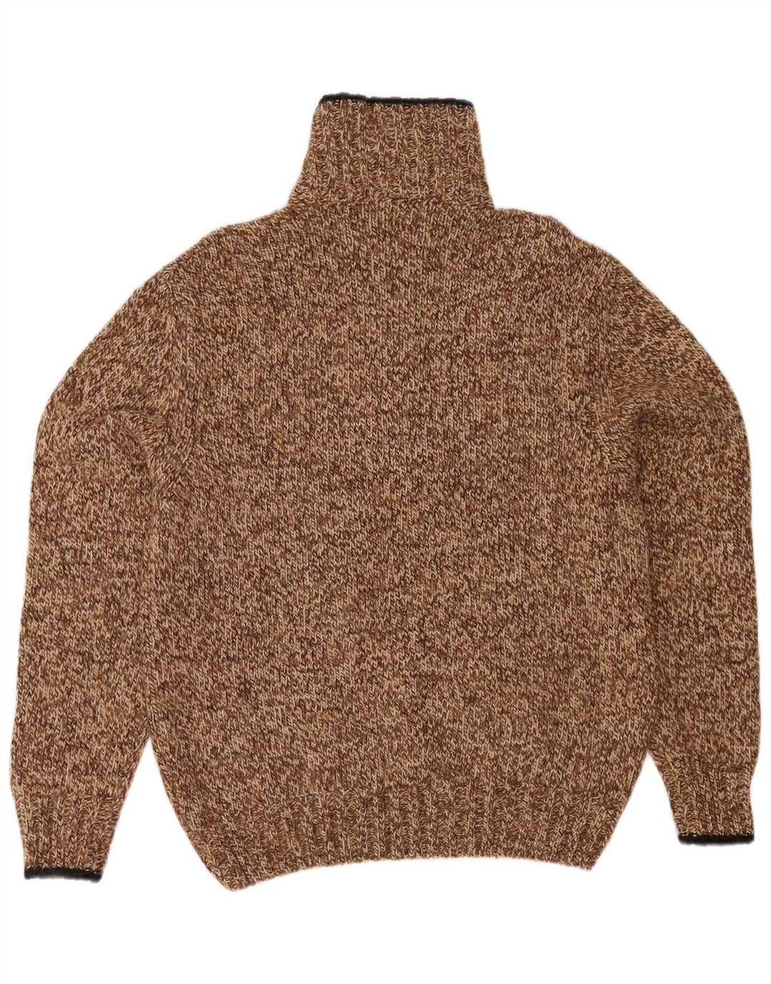Zanolini Pull col zippé pour homme en laine mouchetée marron moyen