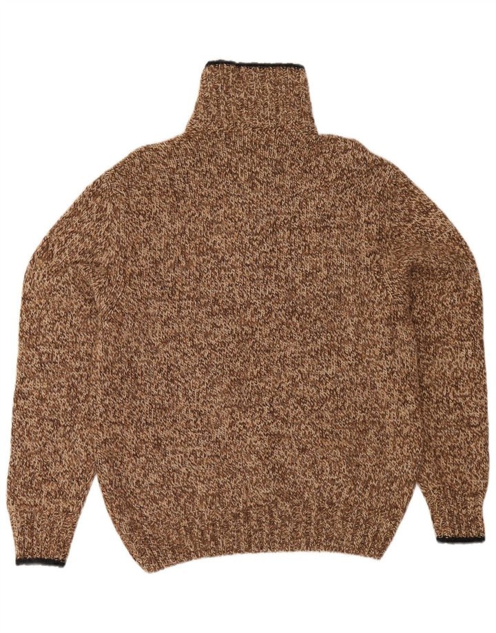 Zanolini Pull col zippé pour homme en laine mouchetée marron moyen