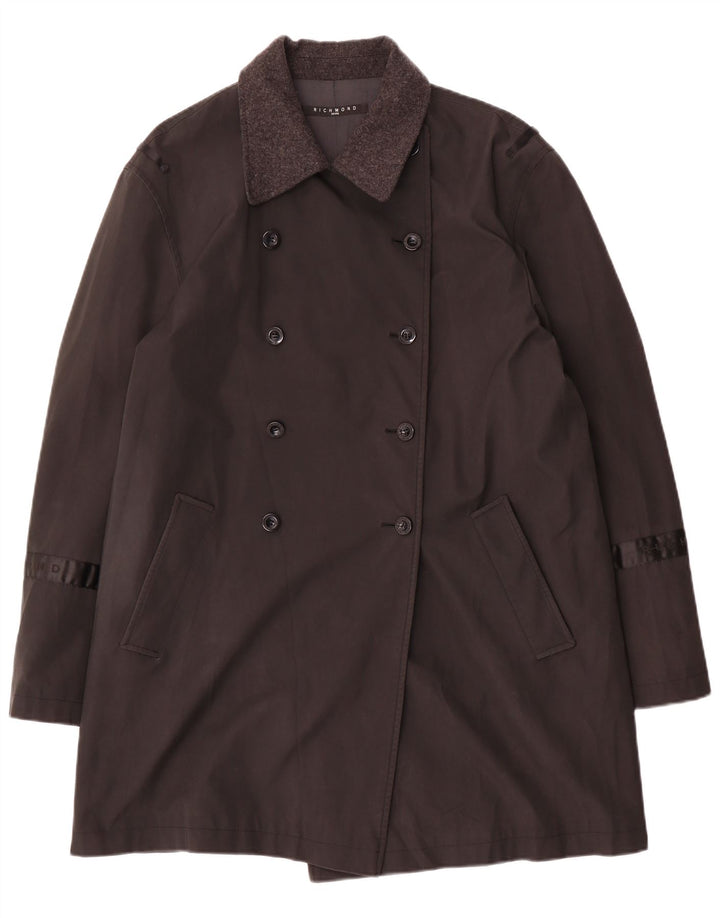 Richmond Damen Zweireihiger Trenchcoat IT 46 Large Schwarz Polyvinyl