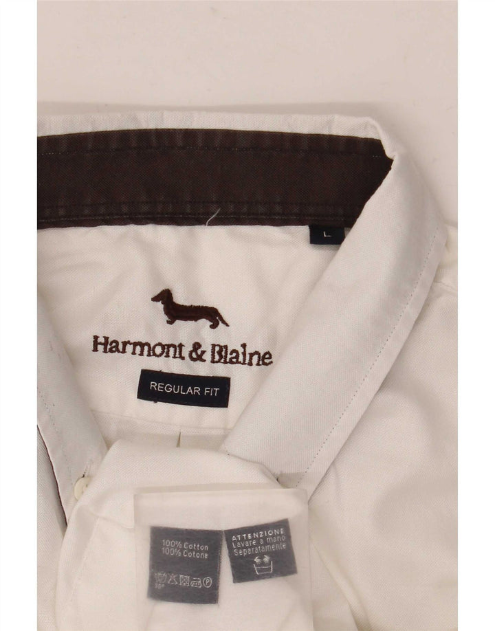 Harmont & Blaine Herren-Hemd in normaler Passform, Größe L, aus weißer Baumwolle