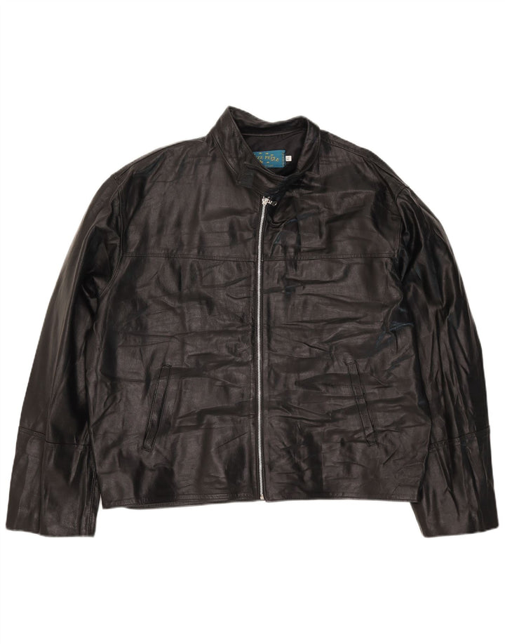 VINTAGE Mens Leather Jacket UK 42 XL Black Leather