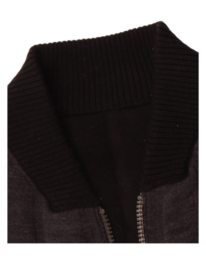 Vintage Mens Cardigan Sweater Medium Navy Blue Colourblock