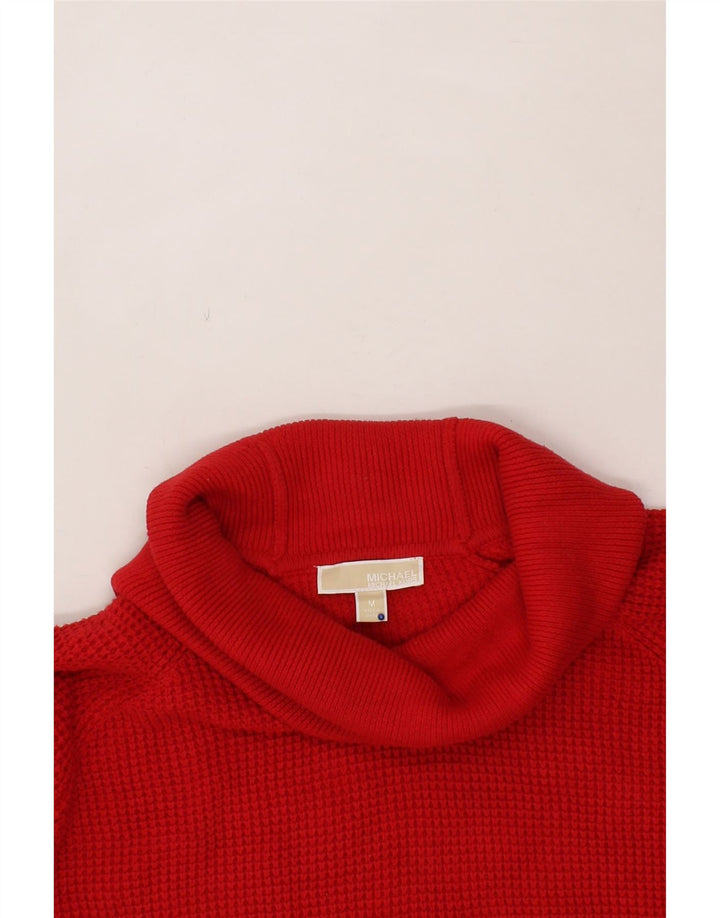 MICHAEL KORS Womens Roll Neck Jumper Sweater UK 14 Medium Red Cotton Vintage Michael Kors and Second-Hand Michael Kors from Messina Hembry 