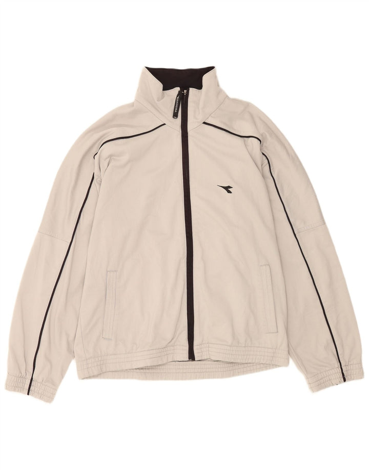 Diadora Mens Tracksuit Top Jacket UK 40 Medium Grey Polyester
