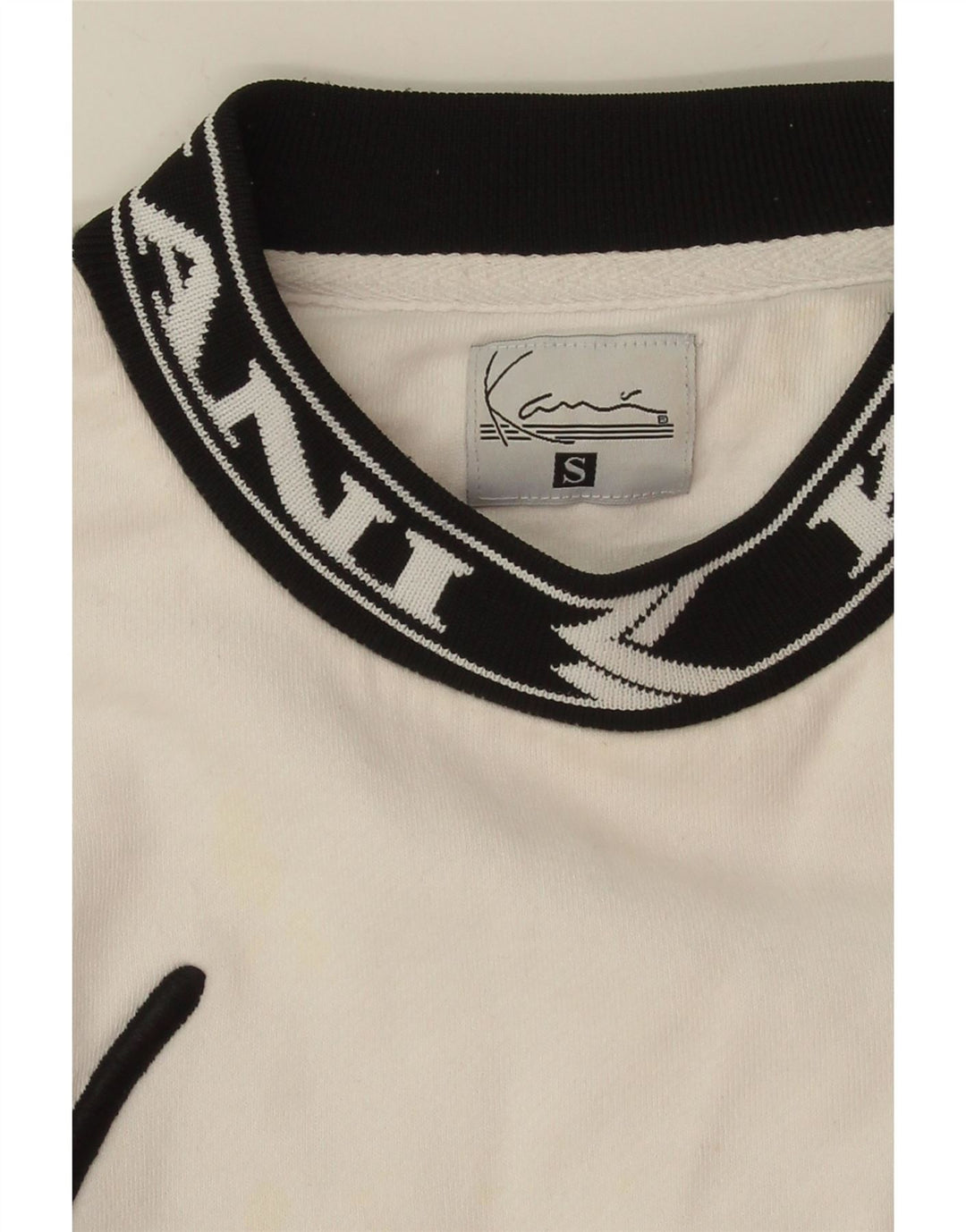 KARL KANI Womens Oversized Graphic Sweatshirt Jumper UK 10 Small White Vintage Karl Kani and Second-Hand Karl Kani from Messina Hembry 
