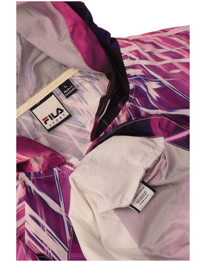 Fila Veste de pluie à capuche pour femme UK 16 Large Polyester rayé multicolore