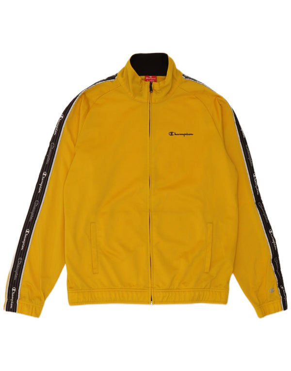 Champion Mens Graphic Tracksuit Top Jacket XL Yellow Colourblock Polyester