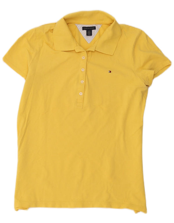 Tommy Hilfiger Womens Polo Shirt UK 14 Large Yellow Cotton
