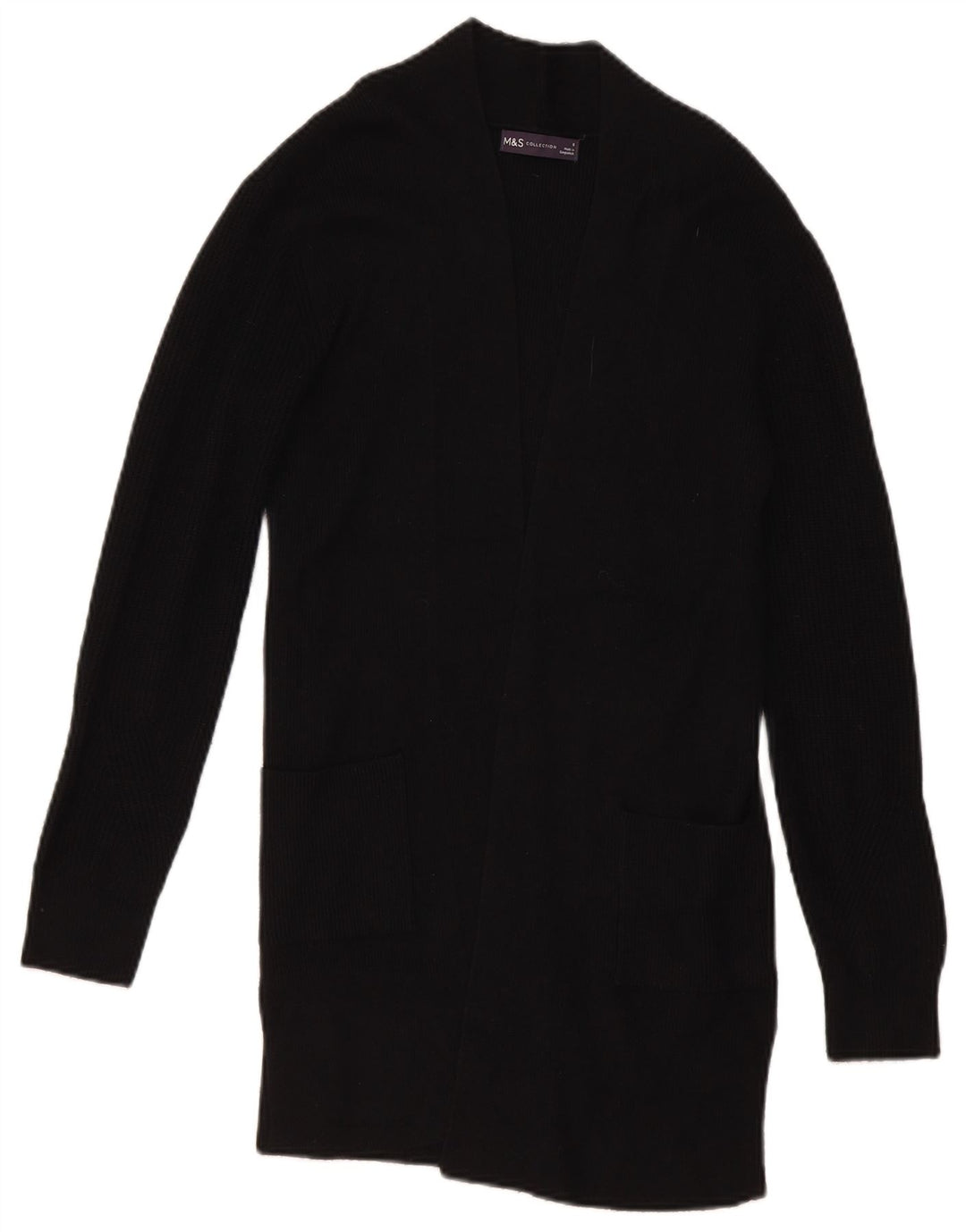 Marks & Spencer Womens Open Cardigan Sweater UK 8 Small Black Viscose