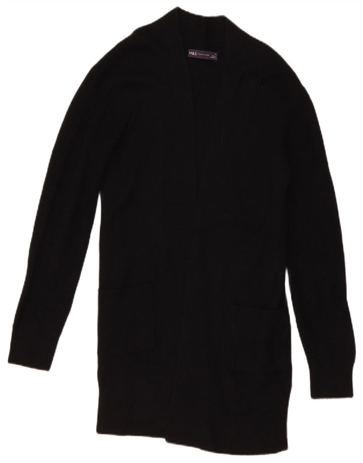 Marks & Spencer Womens Open Cardigan Sweater UK 8 Small Black Viscose