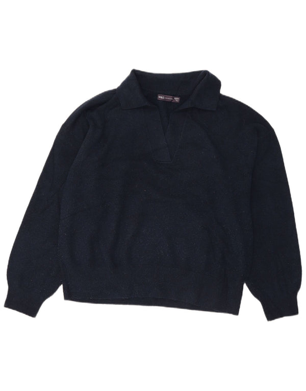 Marks & Spencer Womens Polo Neck Jumper Sweater UK 14 Medium Navy Blue