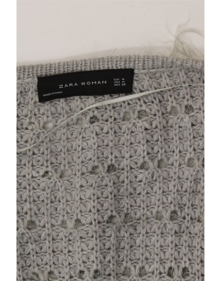Zara Womens Oversized V-Neck Jumper Sweater UK 14 Medium Black Colourblock