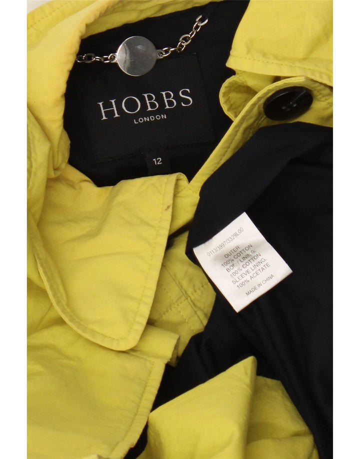 Hobbs Womens Pea Coat UK 12 Medium Yellow Cotton