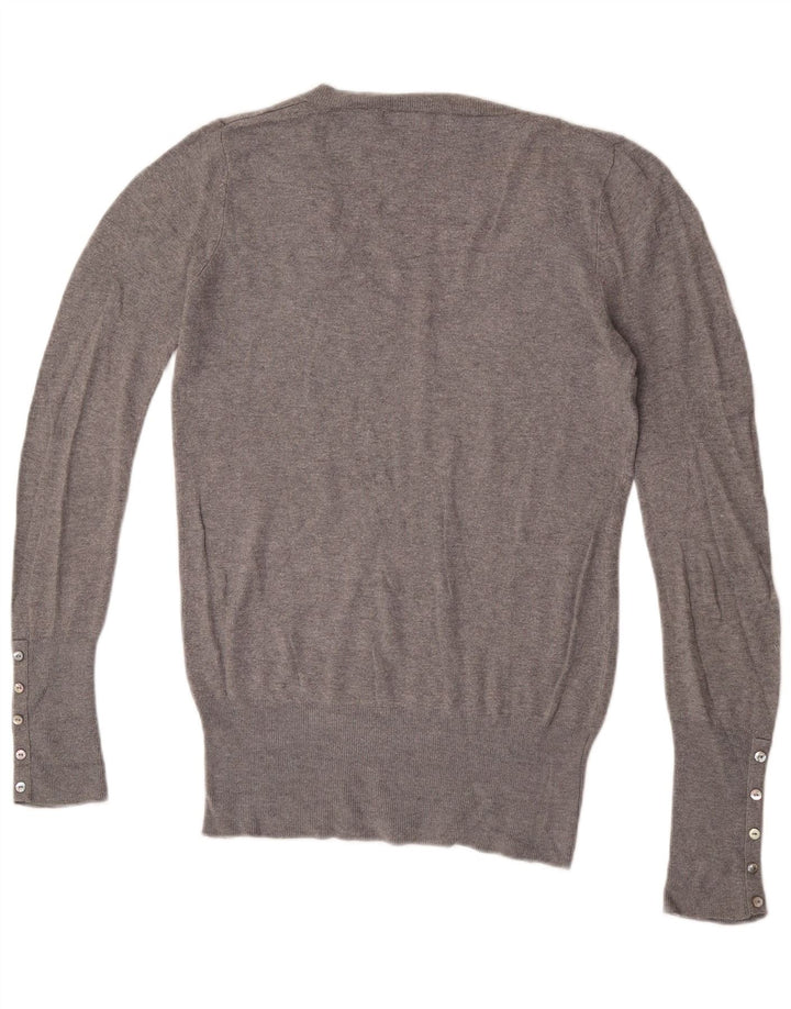 Zara Mens V-Neck Jumper Sweater Large Grey Flecked Rayon