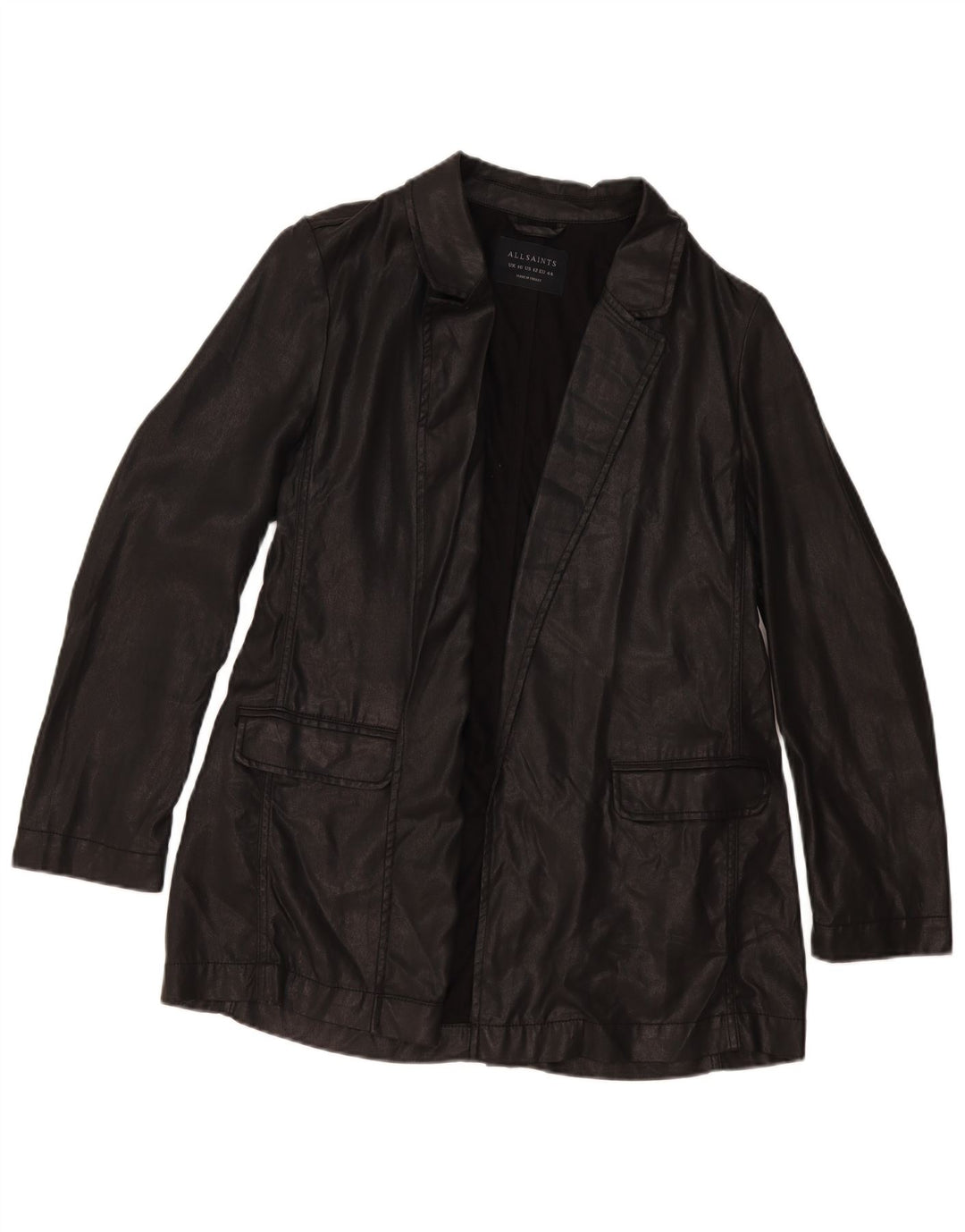 All Saints Womens Open Blazer Jacke UK 16 Large Schwarz Lyocell