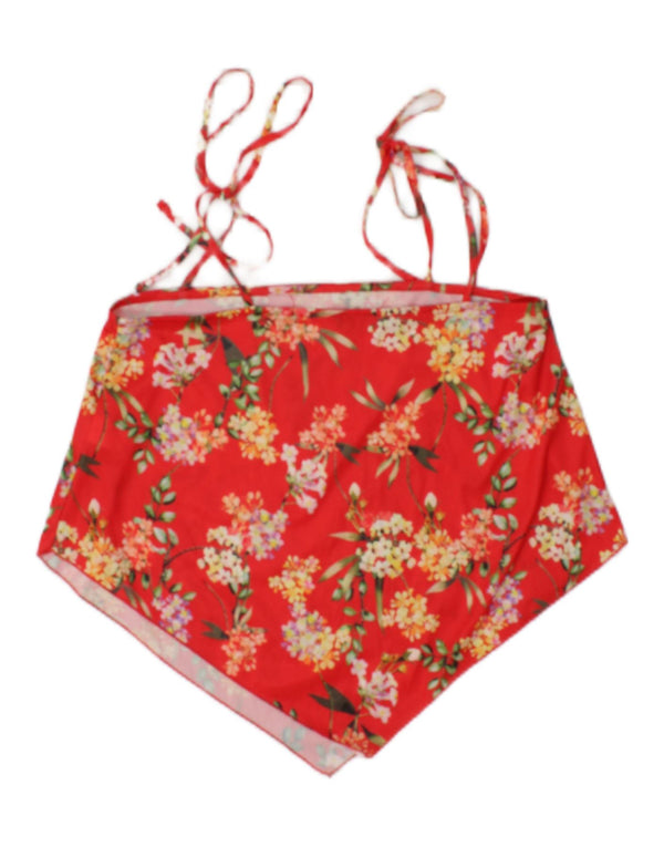 Zara Womens Crop Asymmetrisk Cami Top UK 10 Small Red Floral Polyester