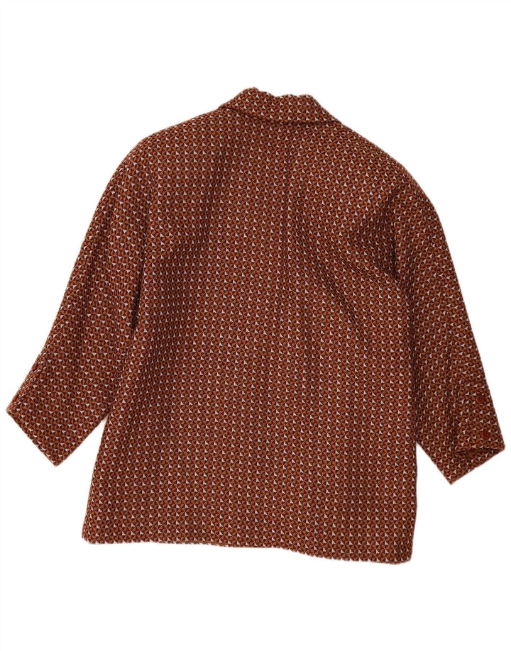 Vintage Womens Oversized Blazer Jacket UK 20 2XL Brown Geometric