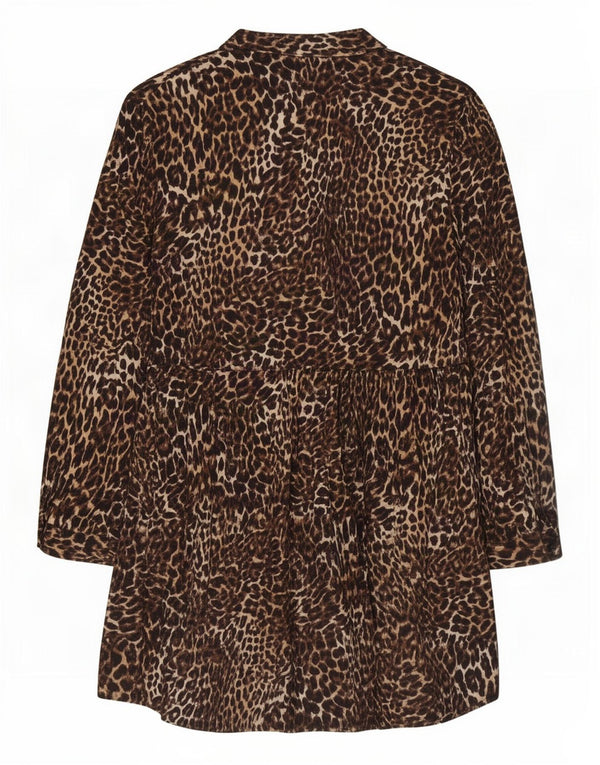 Zara skjortekjole til kvinder UK 6 XS Brown Animal Print Viscose