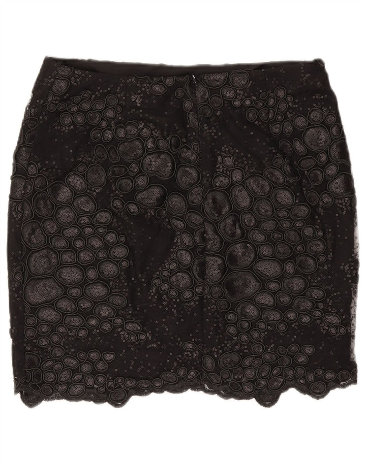 Reiss Womens Abstract Pattern Mini Skirt W30 Medium Black Polyester
