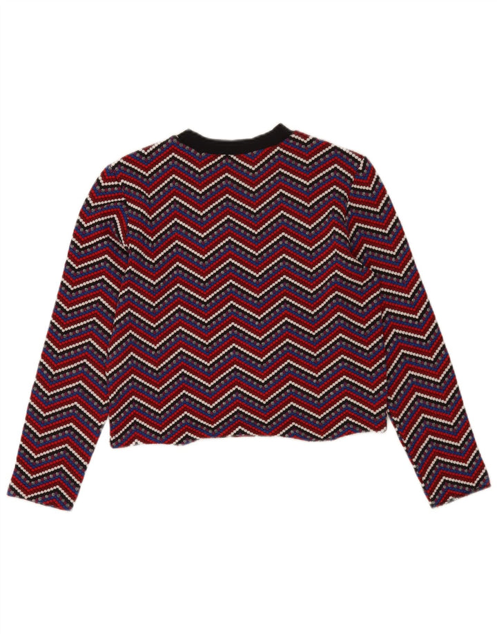 Top corto da donna Zara a maniche lunghe UK 12 Chevron medio multicolore