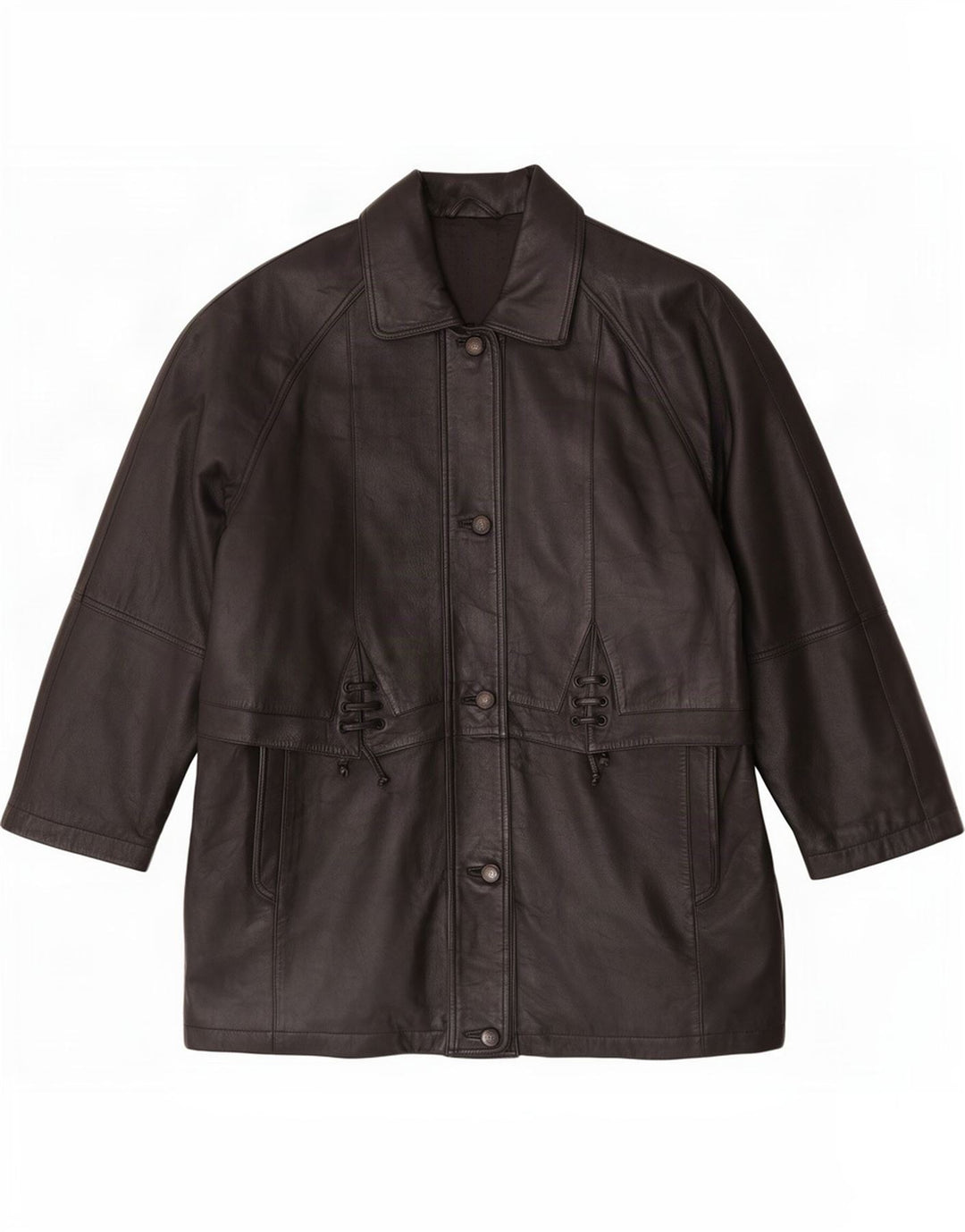 C&A Damen Ledermantel UK 16 Large Schwarz