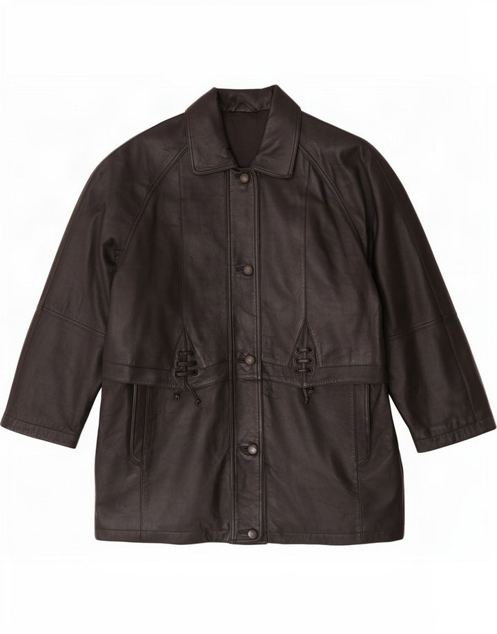 C&A Damen Ledermantel UK 16 Large Schwarz