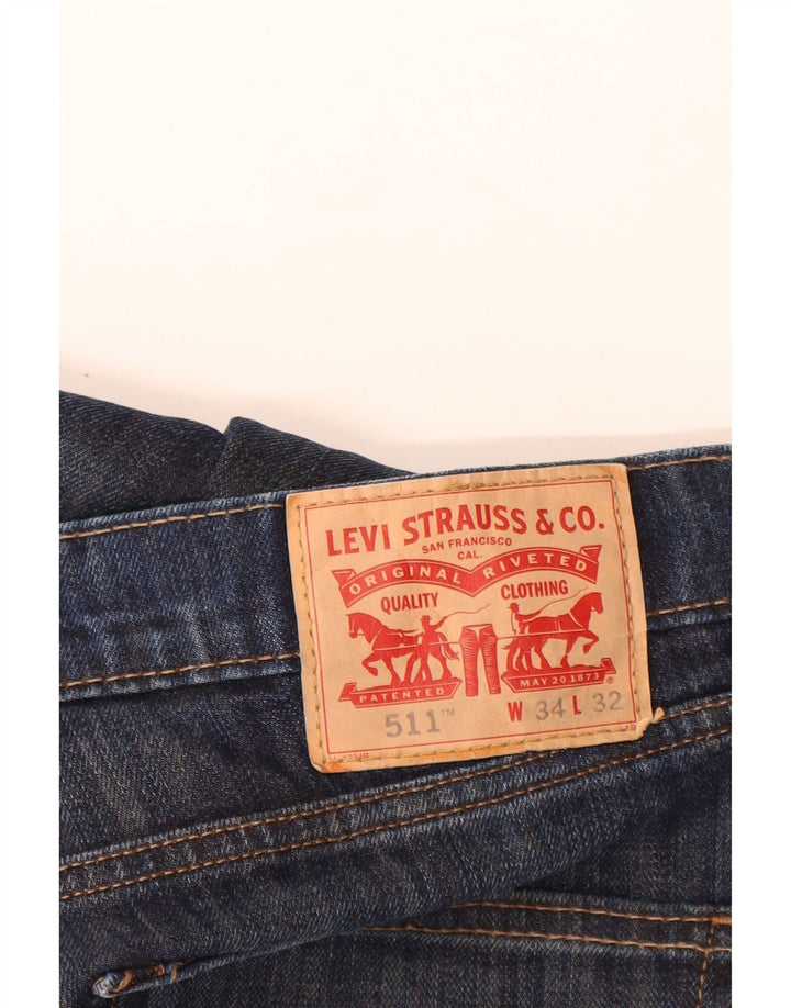 Levi's Mens 511 Slim Jeans W34 L32 Navy Blue Cotton