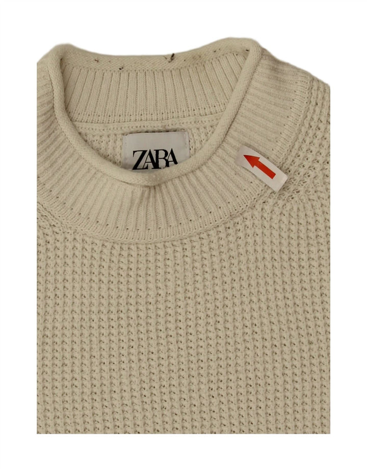 Zara Pull à col roulé pour homme en coton blanc moyen