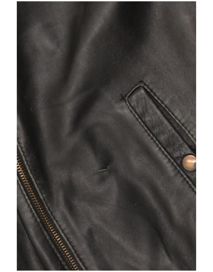 Giacca in pelle vintage da donna UK 16 grande in pelle nera