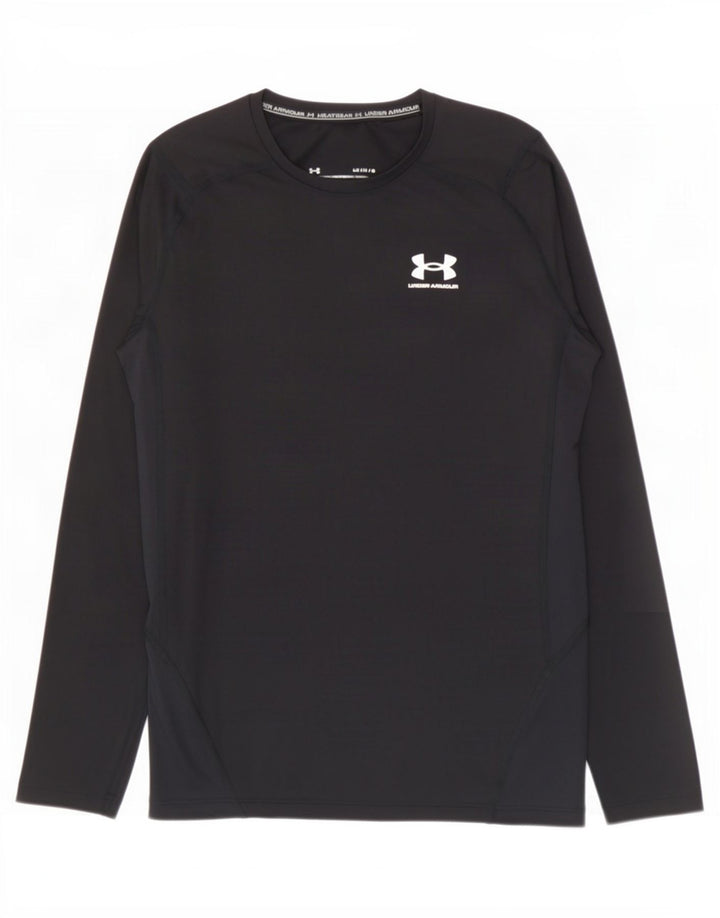 Under Armour Camiseta Heat Gear para hombre de manga larga, poliéster negro grande
