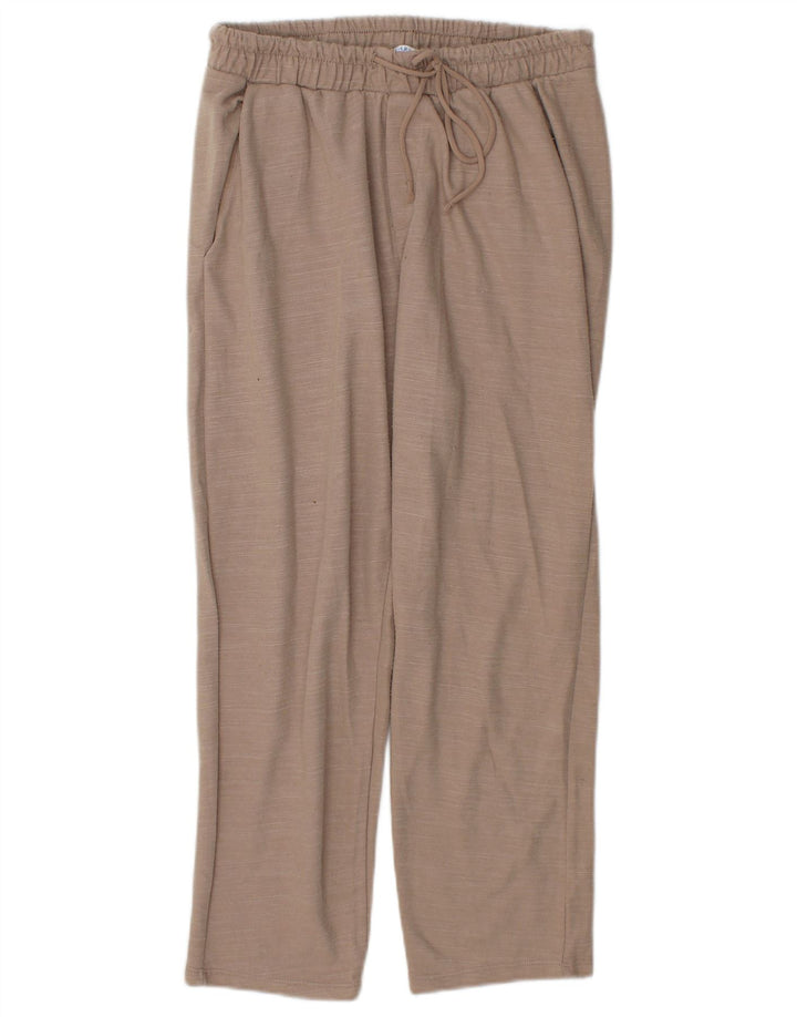 Zara Womens Crop Tracksuit Trousers UK 12 Medium Beige
