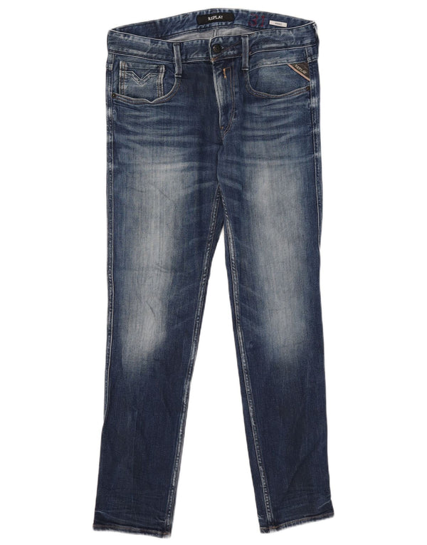 Replay Dame Anbass Slim Jeans W31 L32 Blå Bomuld