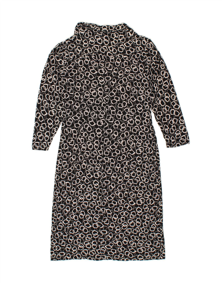 CHAPS Womens 3/4 Sleeve Robe Dress UK 10 Small Black Geometric Polyester Vintage Chaps and Second-Hand Chaps from Messina Hembry 