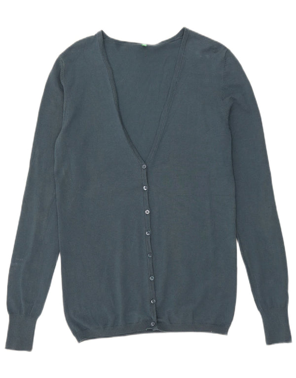 Maglione cardigan da donna Benetton UK 14 grande cotone blu