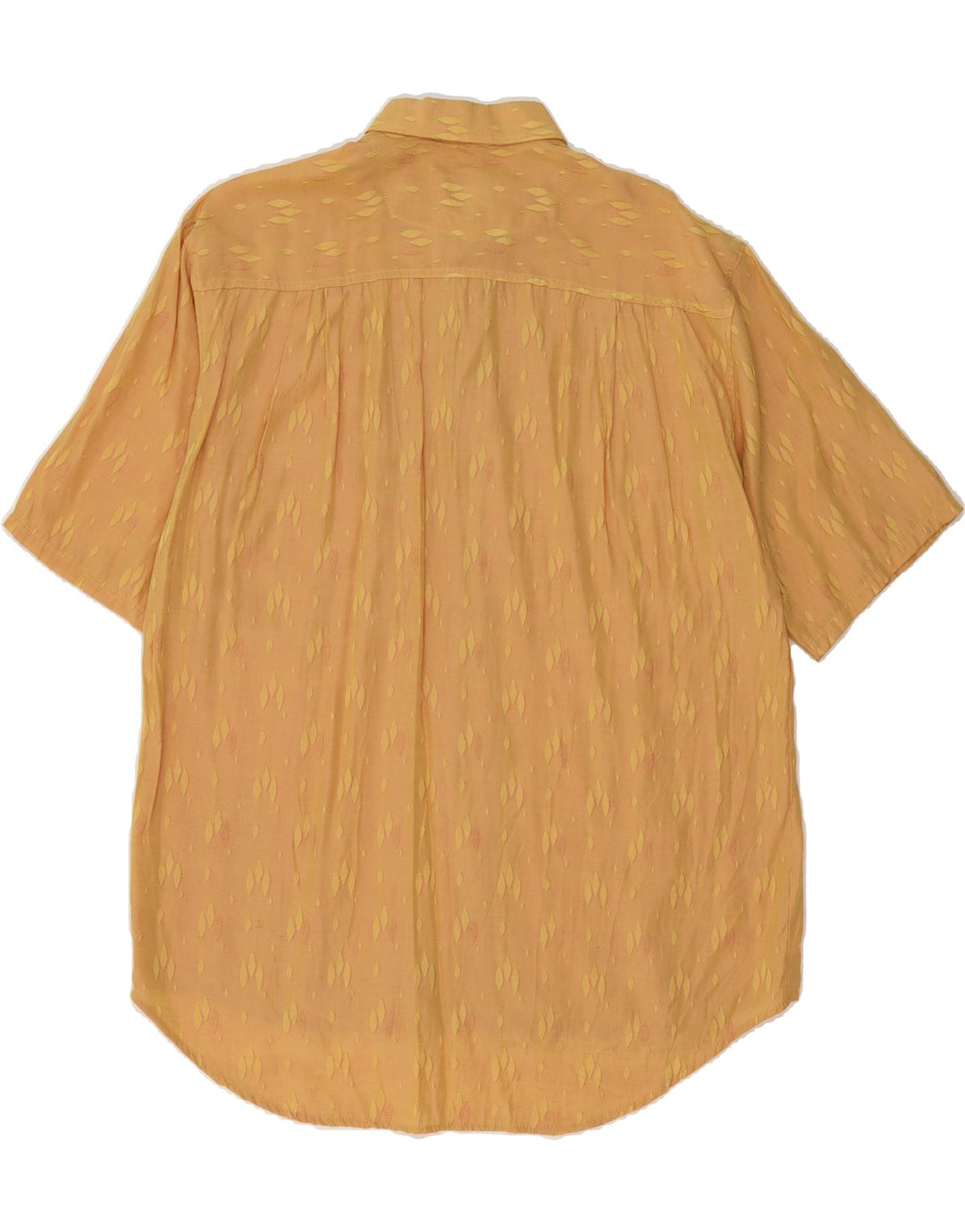 VINTAGE Mens Short Sleeve Shirt Medium Yellow Spotted Viscose Vintage Vintage and Second-Hand Vintage from Messina Hembry 
