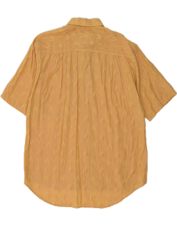 VINTAGE Mens Short Sleeve Shirt Medium Yellow Spotted Viscose Vintage Vintage and Second-Hand Vintage from Messina Hembry 
