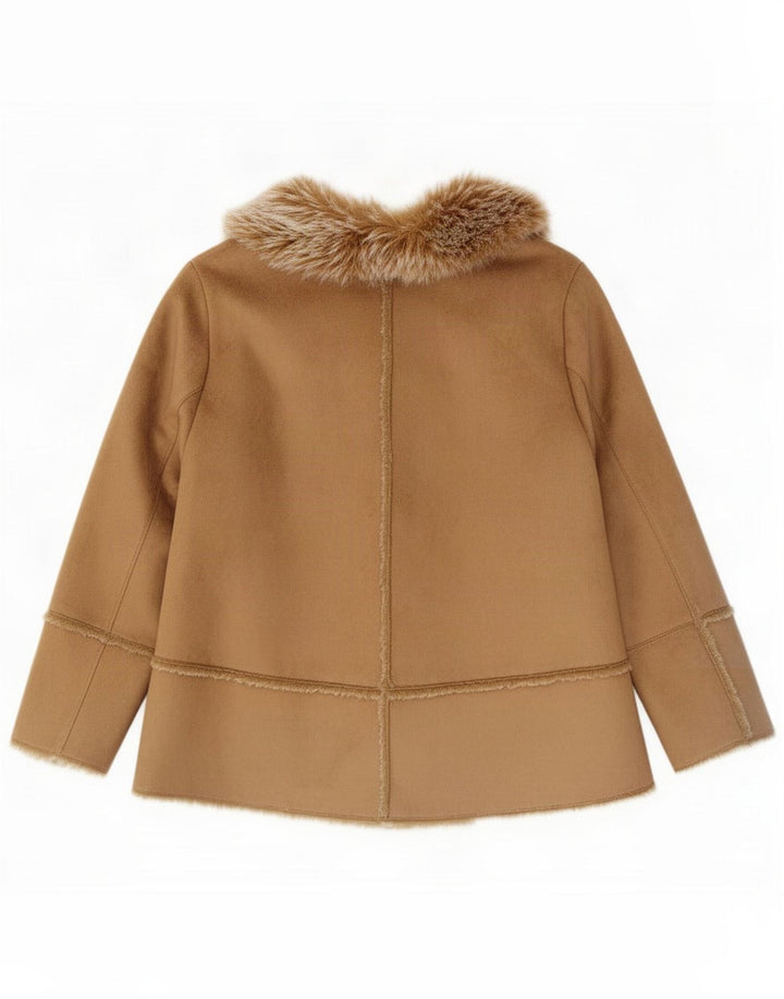 Essence Womens Open Sherpa Jacket UK 22 3XL Brown Polyester